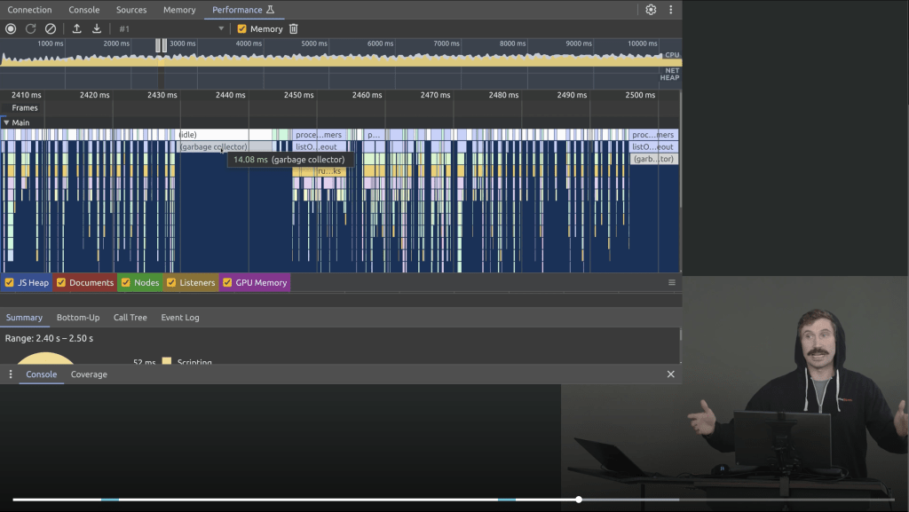 Excerpt from ThePrimeagen's
Inspecting & Debugging Performance lesson